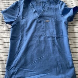 Figs scrub top XS ceil blue